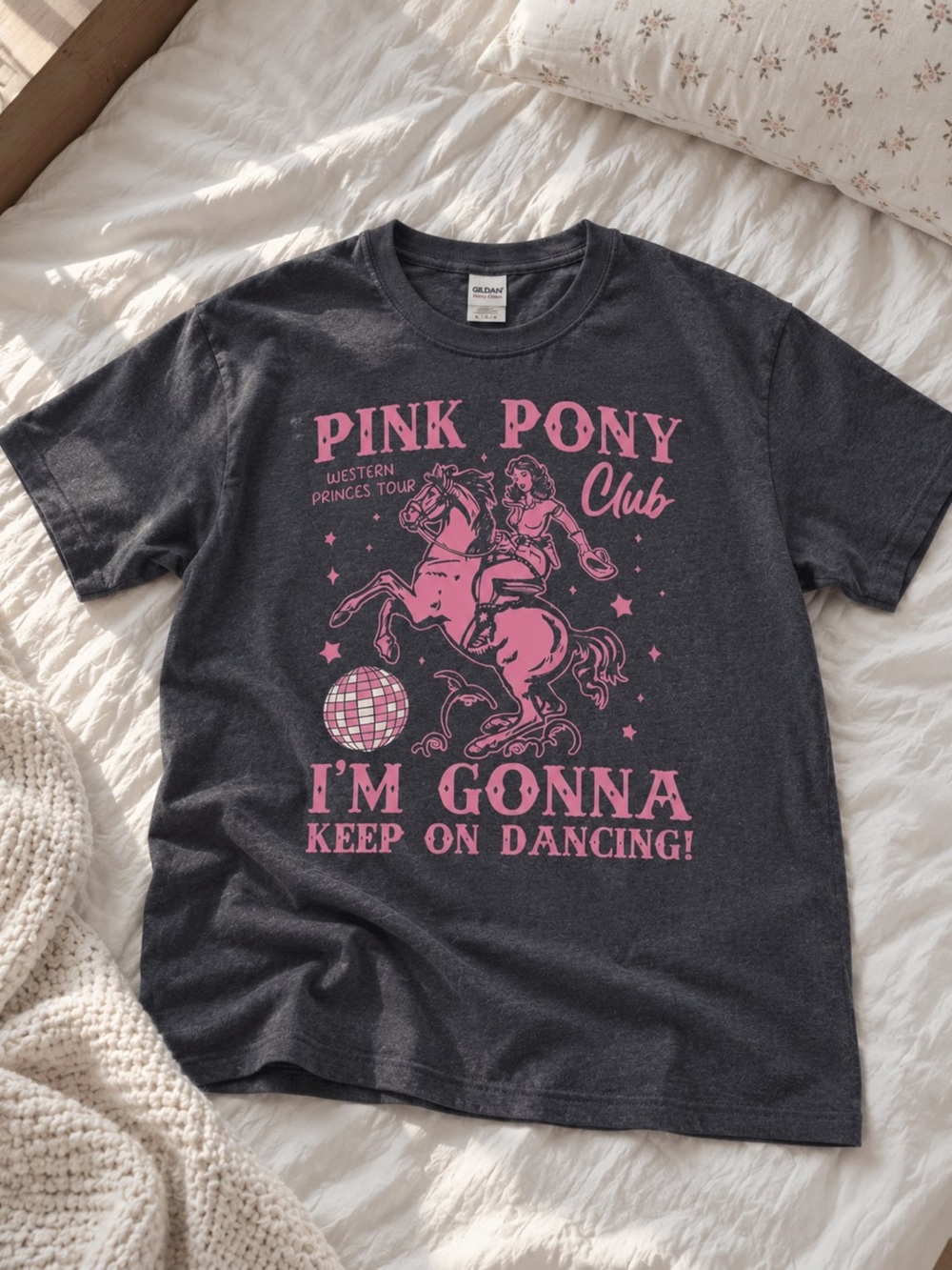 Pink Pony Club Graphic Tee, Charcoal LGBTQ Concert Tee, Lesbian Pride Shirt